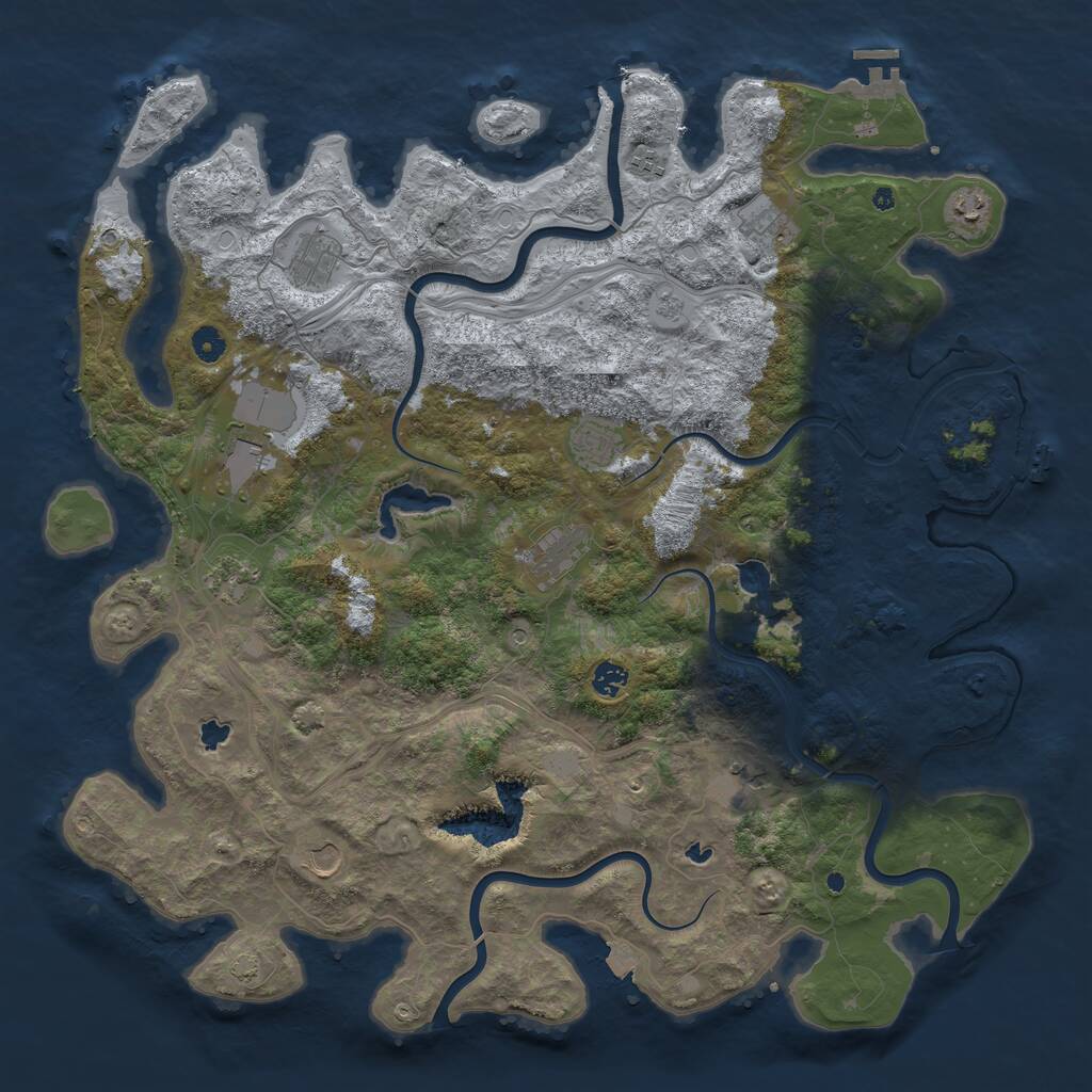 Rust Map: Procedural Map, Size: 4800, Seed: 1157882229, 17 Monuments