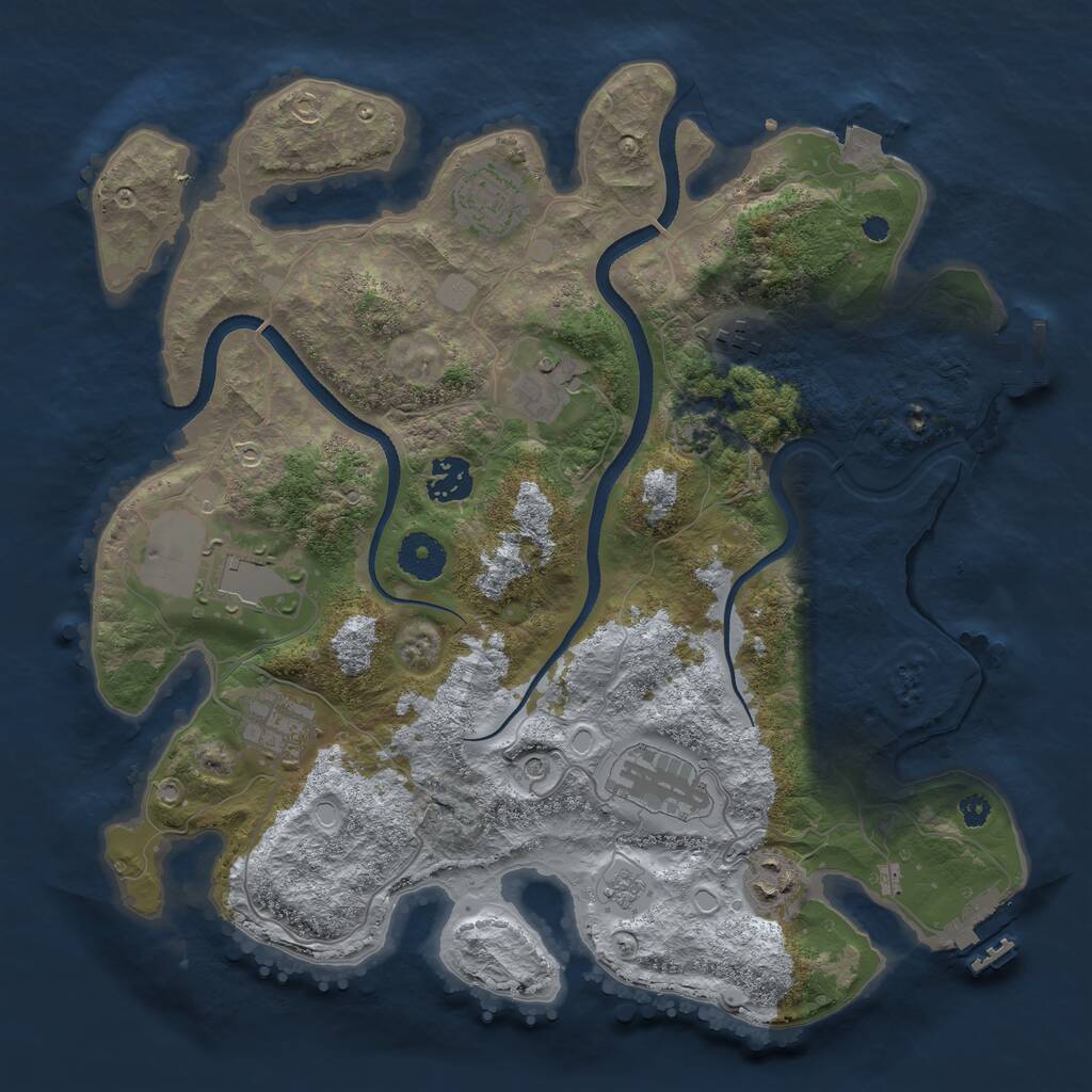 Rust Map: Procedural Map, Size: 3500, Seed: 375607204, 14 Monuments