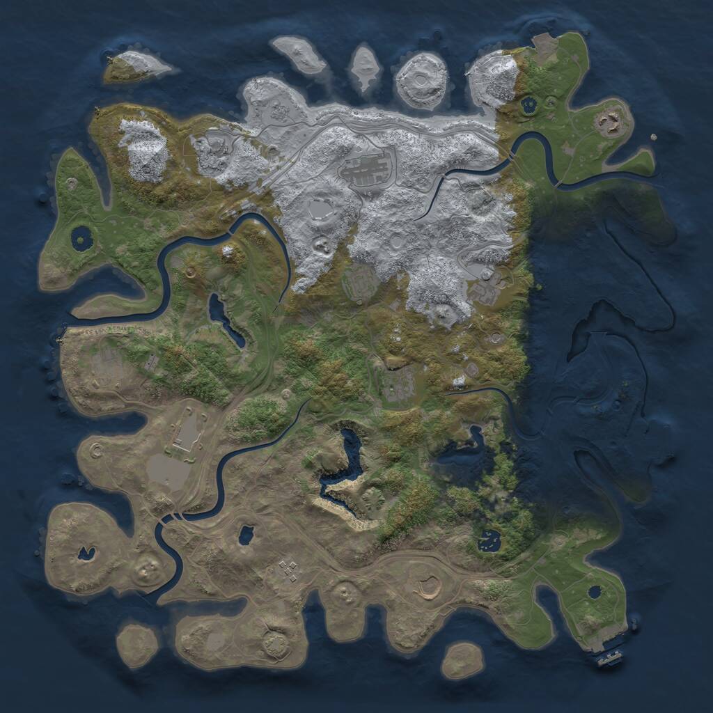 Rust Map: Procedural Map, Size: 4500, Seed: 1237882676, 17 Monuments