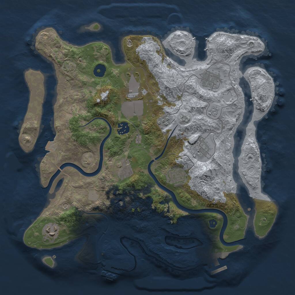 Rust Map: Procedural Map, Size: 3500, Seed: 165478444, 14 Monuments