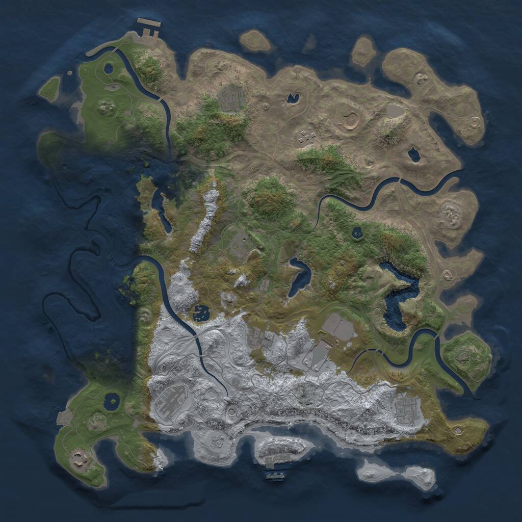Rust Map: Procedural Map, Size: 4500, Seed: 1344702862, 16 Monuments