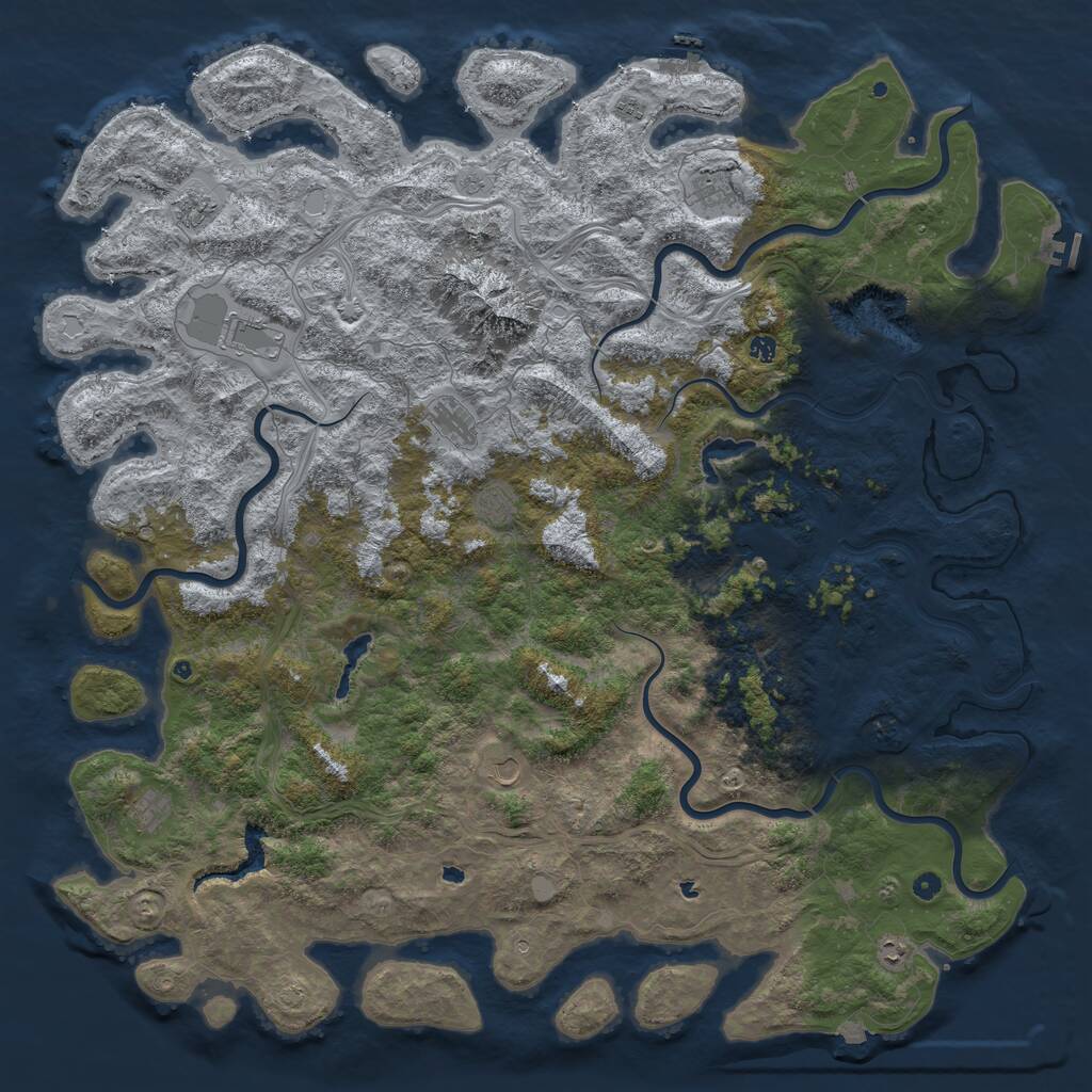Rust Map: Procedural Map, Size: 6000, Seed: 78452, 17 Monuments