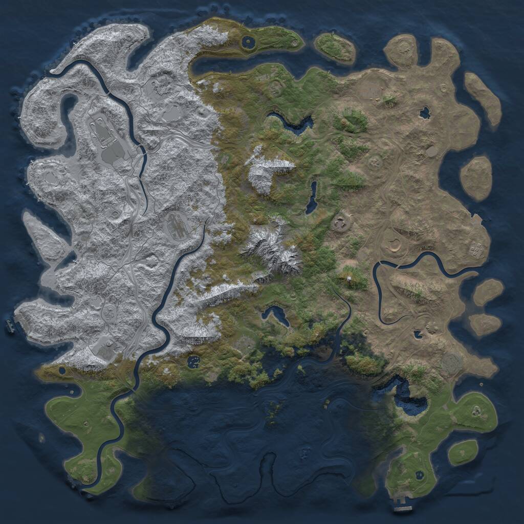 Rust Map: Procedural Map, Size: 6000, Seed: 594651153, 17 Monuments