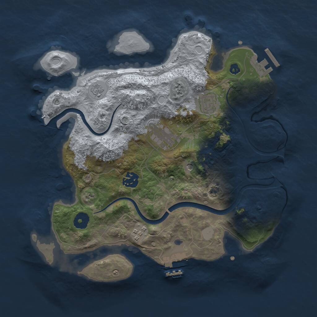 Rust Map: Procedural Map, Size: 3000, Seed: 1230737610, 10 Monuments