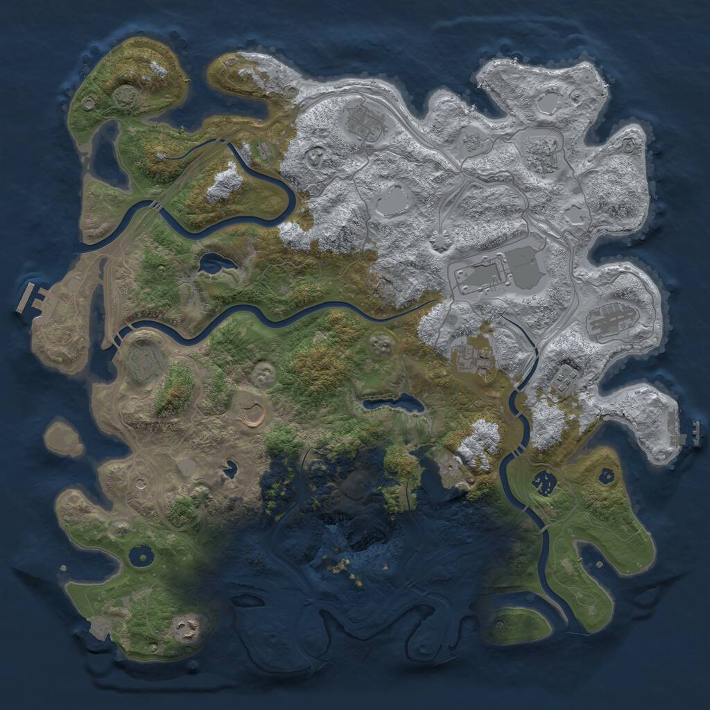 Rust Map: Procedural Map, Size: 4500, Seed: 998976111, 17 Monuments