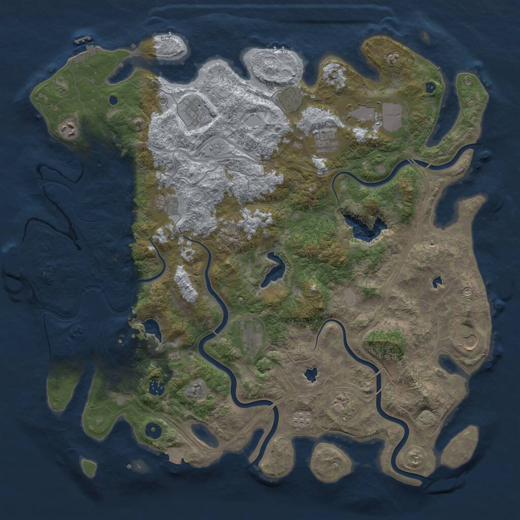 Rust Map: Procedural Map, Size: 4800, Seed: 2000, 17 Monuments