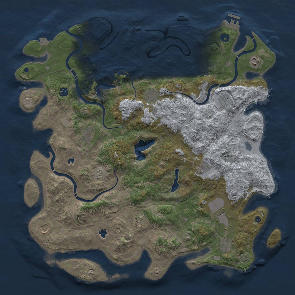 Rust Map: Procedural Map, Size: 4800, Seed: 45821086, 17 Monuments