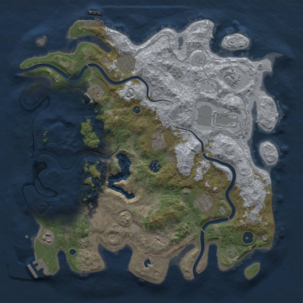 Rust Map: Procedural Map, Size: 4000, Seed: 990350, 16 Monuments