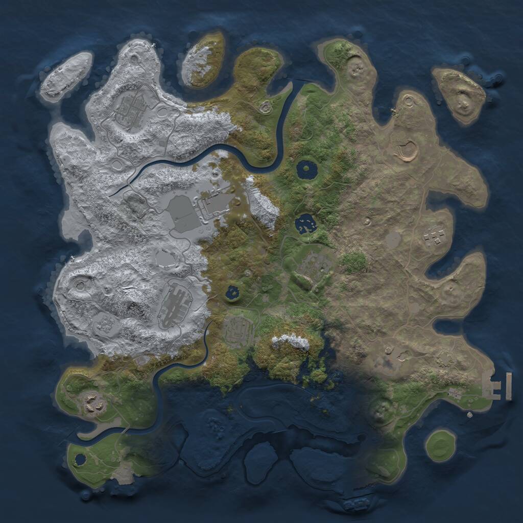Rust Map: Procedural Map, Size: 3800, Seed: 151577851, 16 Monuments