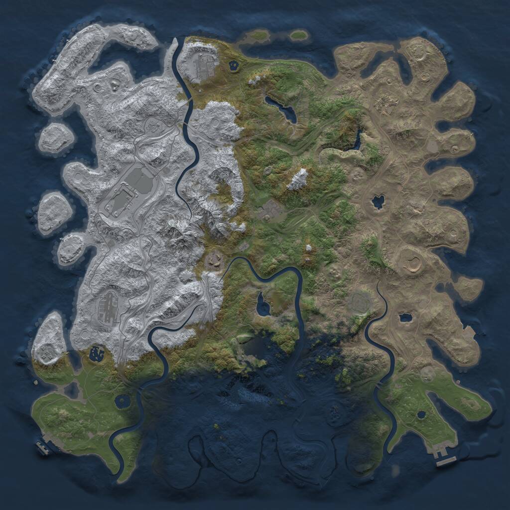 Rust Map: Procedural Map, Size: 5054, Seed: 14523, 17 Monuments