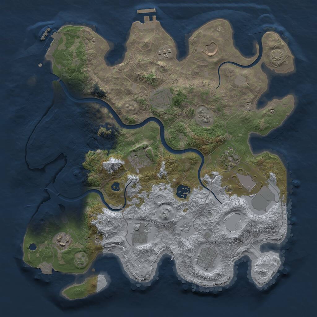 Rust Map: Procedural Map, Size: 3500, Seed: 971626561, 16 Monuments