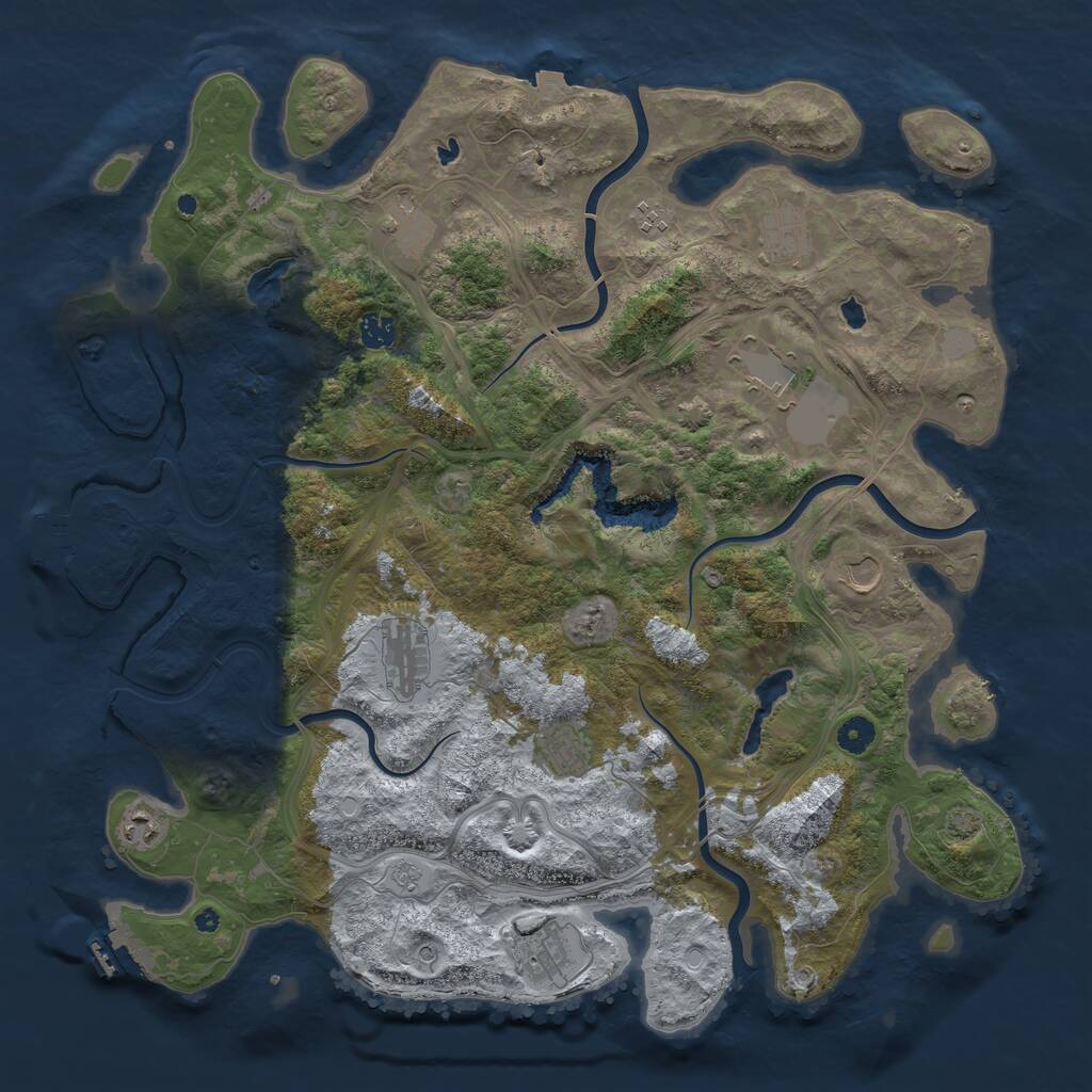 Rust Map: Procedural Map, Size: 4500, Seed: 1095093940, 16 Monuments