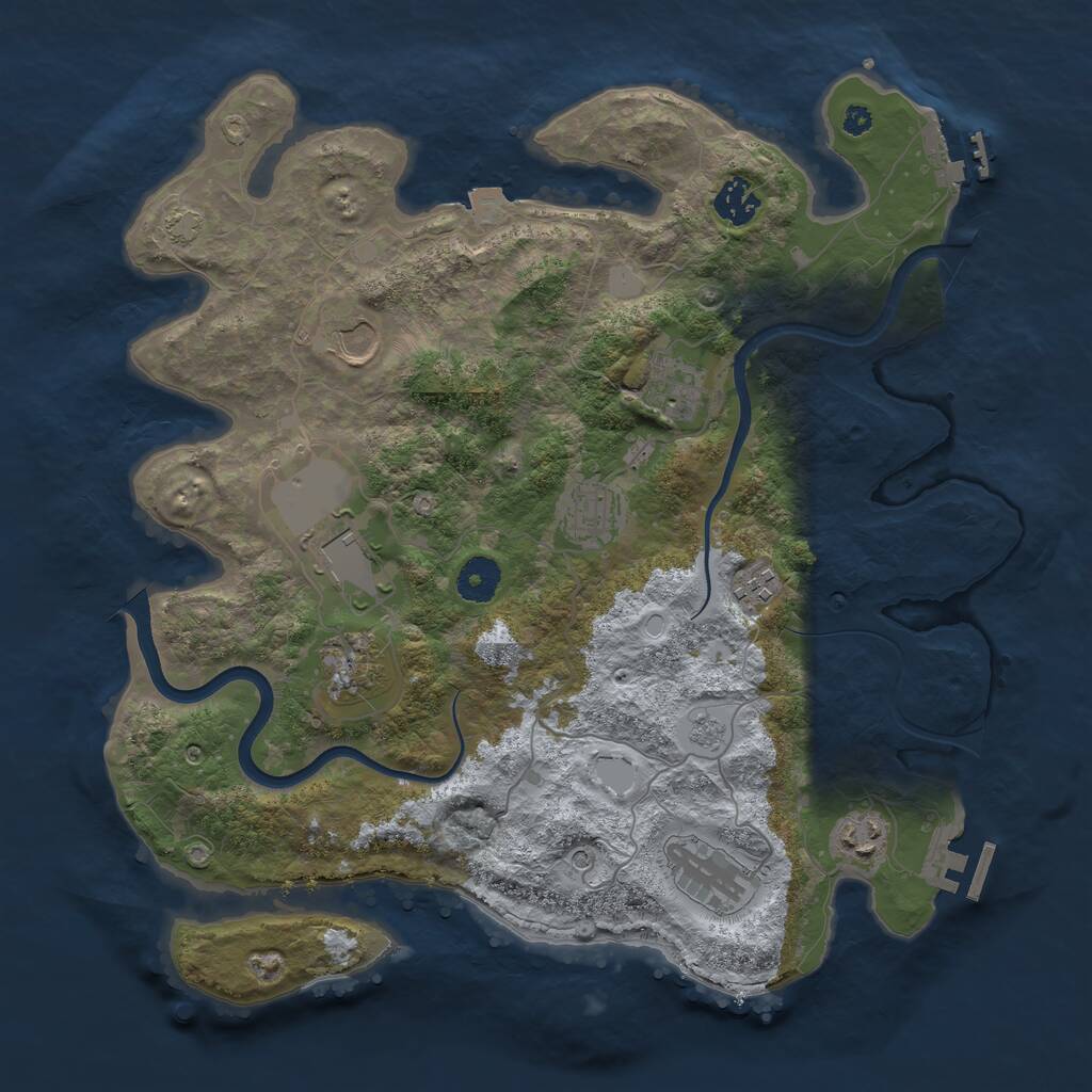 Rust Map: Procedural Map, Size: 3700, Seed: 1364901476, 15 Monuments