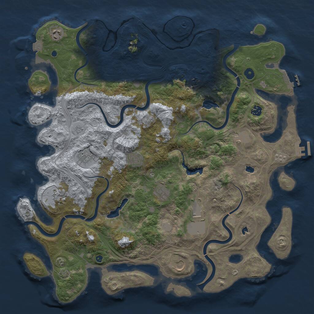 Rust Map: Procedural Map, Size: 4500, Seed: 112701, 16 Monuments
