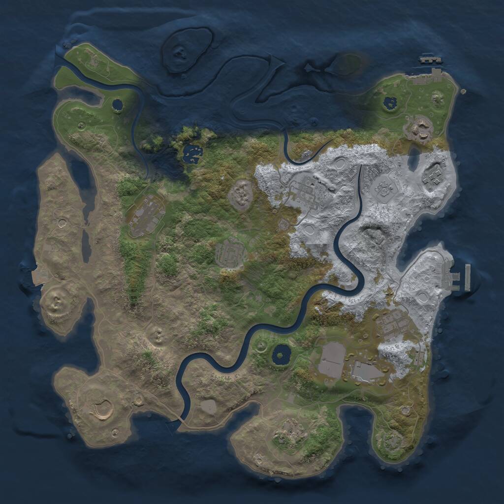 Rust Map: Procedural Map, Size: 3750, Seed: 2007503080, 16 Monuments