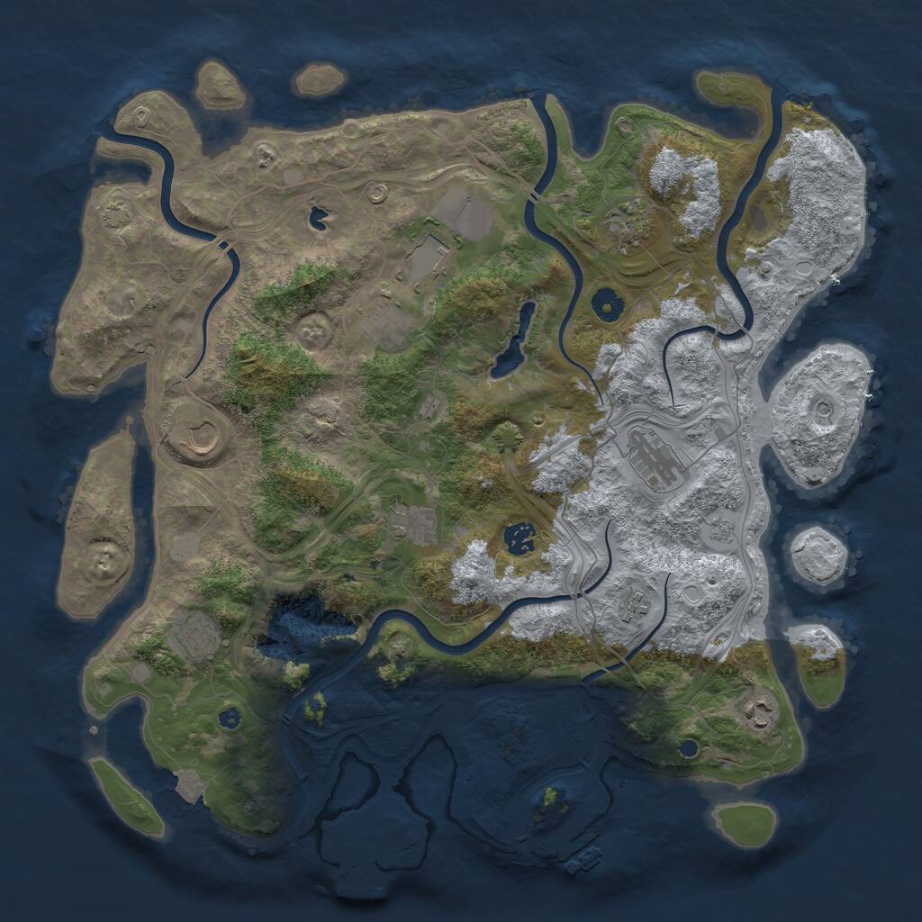 Rust Map: Procedural Map, Size: 4250, Seed: 1929643065, 16 Monuments