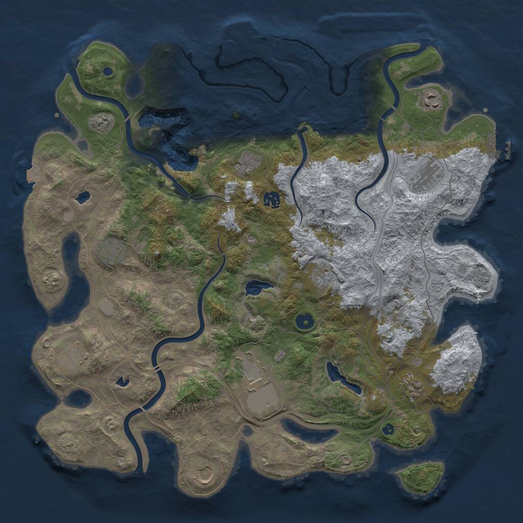 Rust Map: Procedural Map, Size: 4500, Seed: 964964100, 17 Monuments