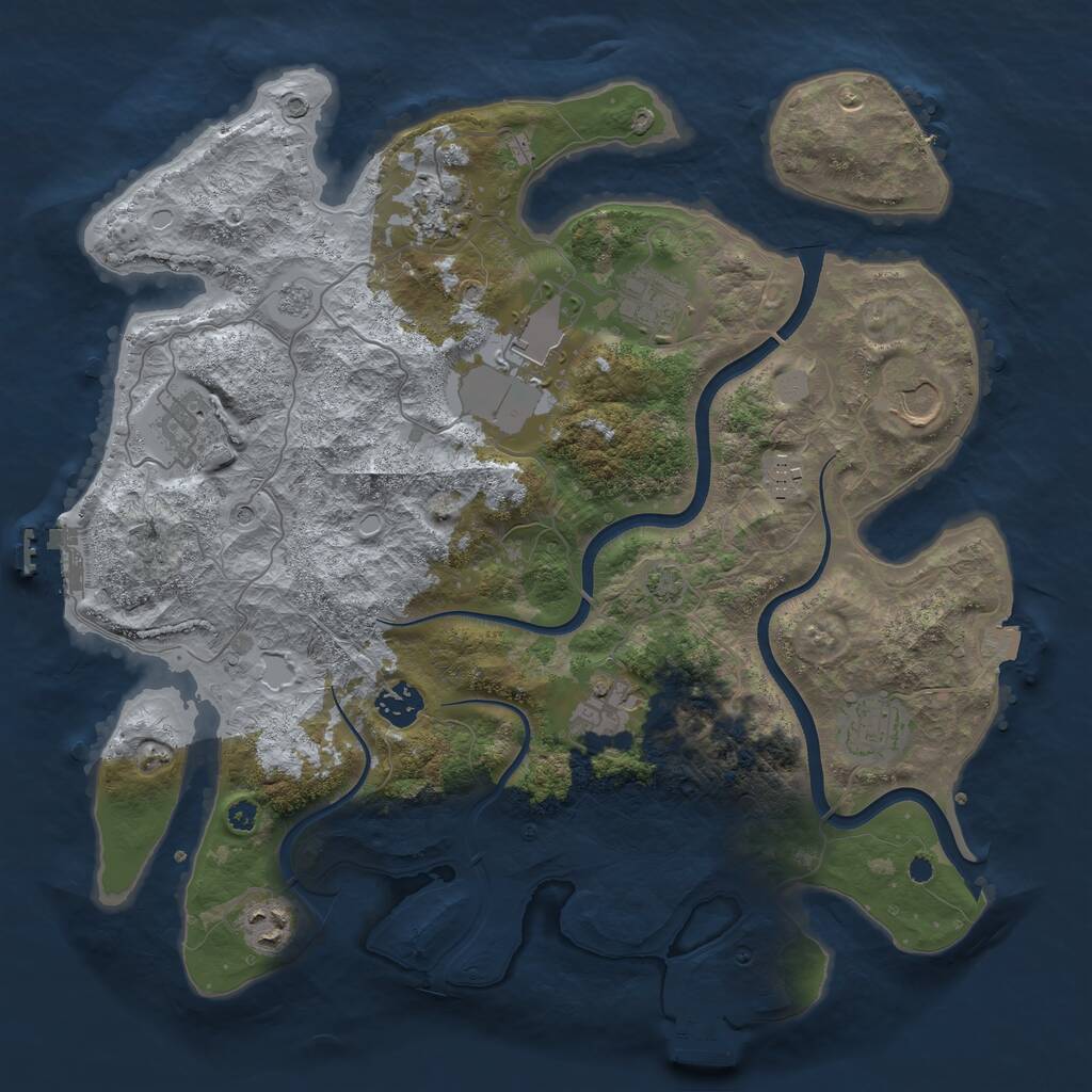 Rust Map: Procedural Map, Size: 3700, Seed: 428933226, 16 Monuments