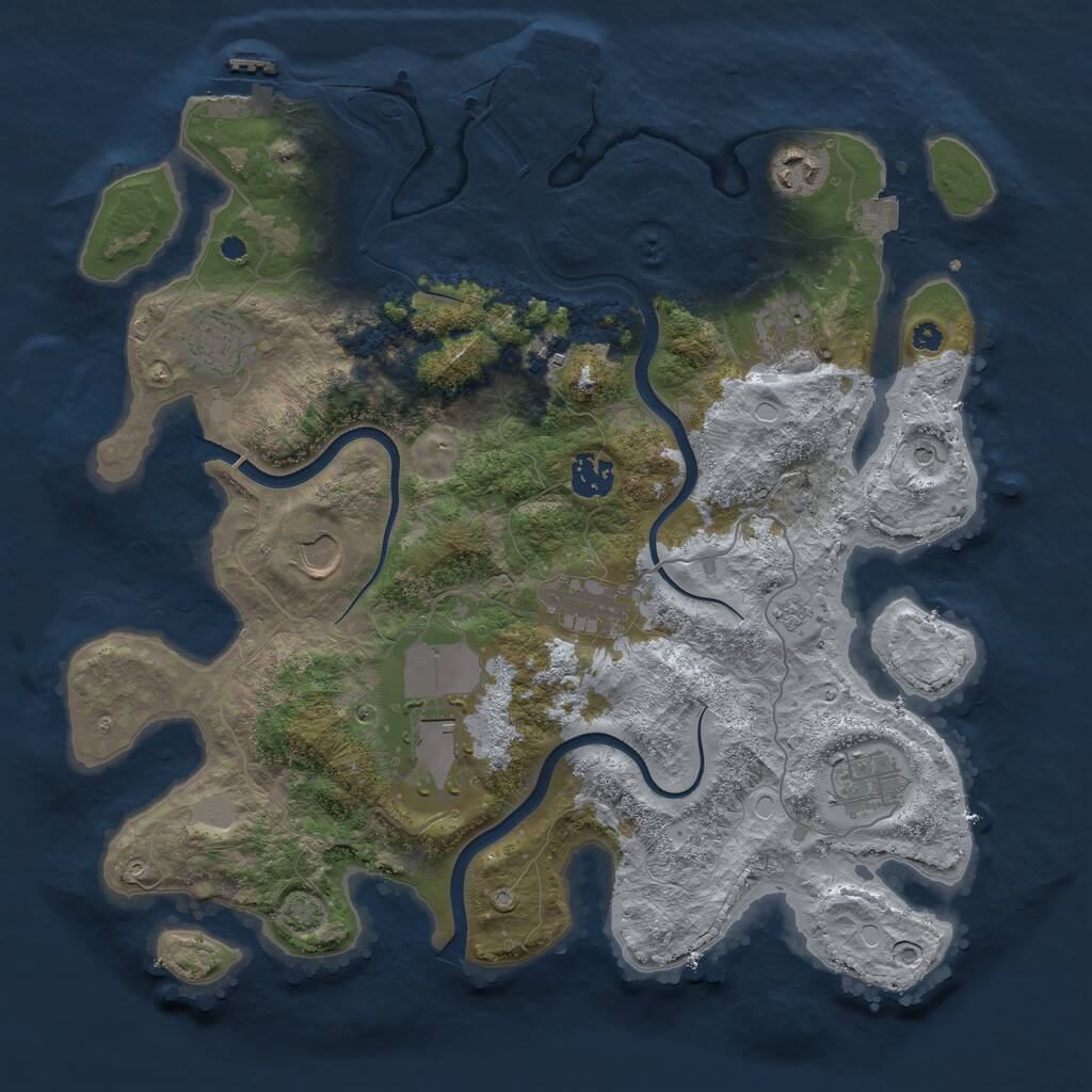 Rust Map: Procedural Map, Size: 3700, Seed: 192851661, 15 Monuments