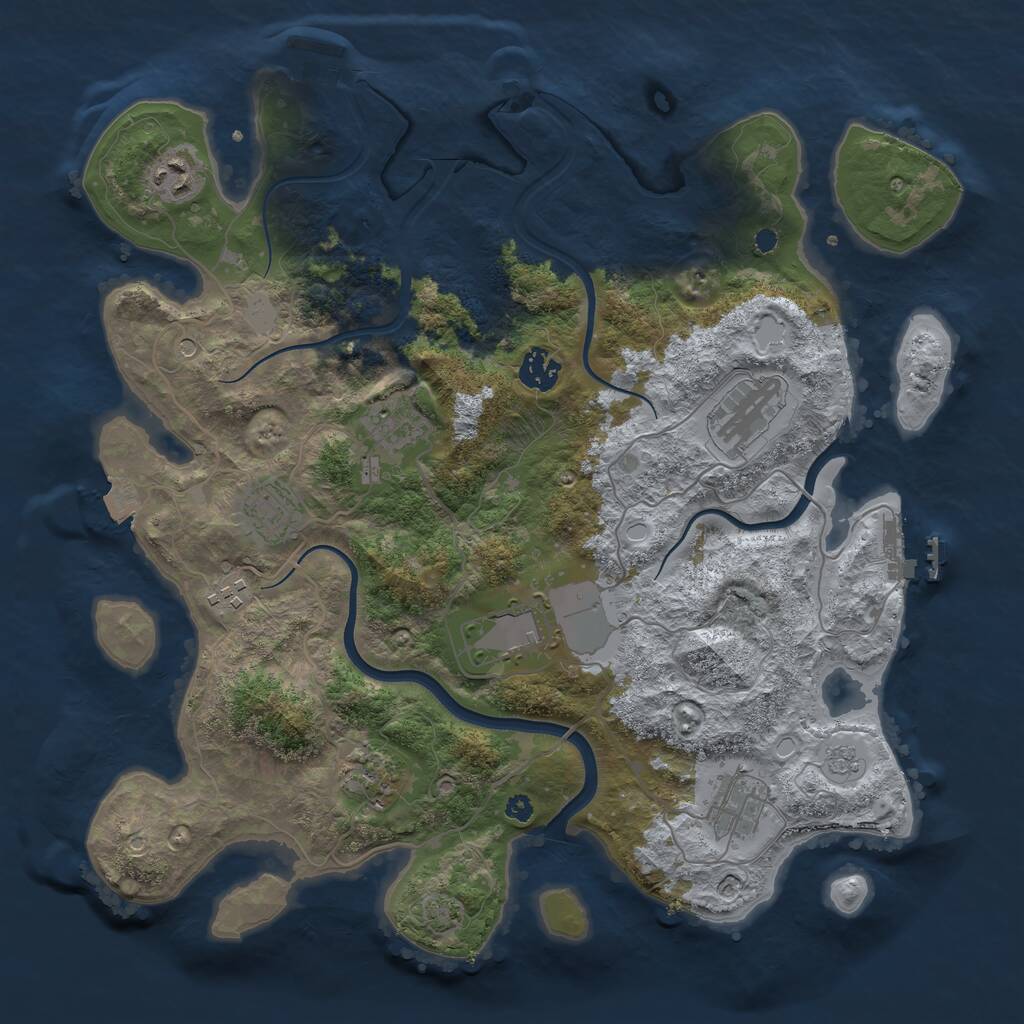 Rust Map: Procedural Map, Size: 3750, Seed: 158234166, 15 Monuments
