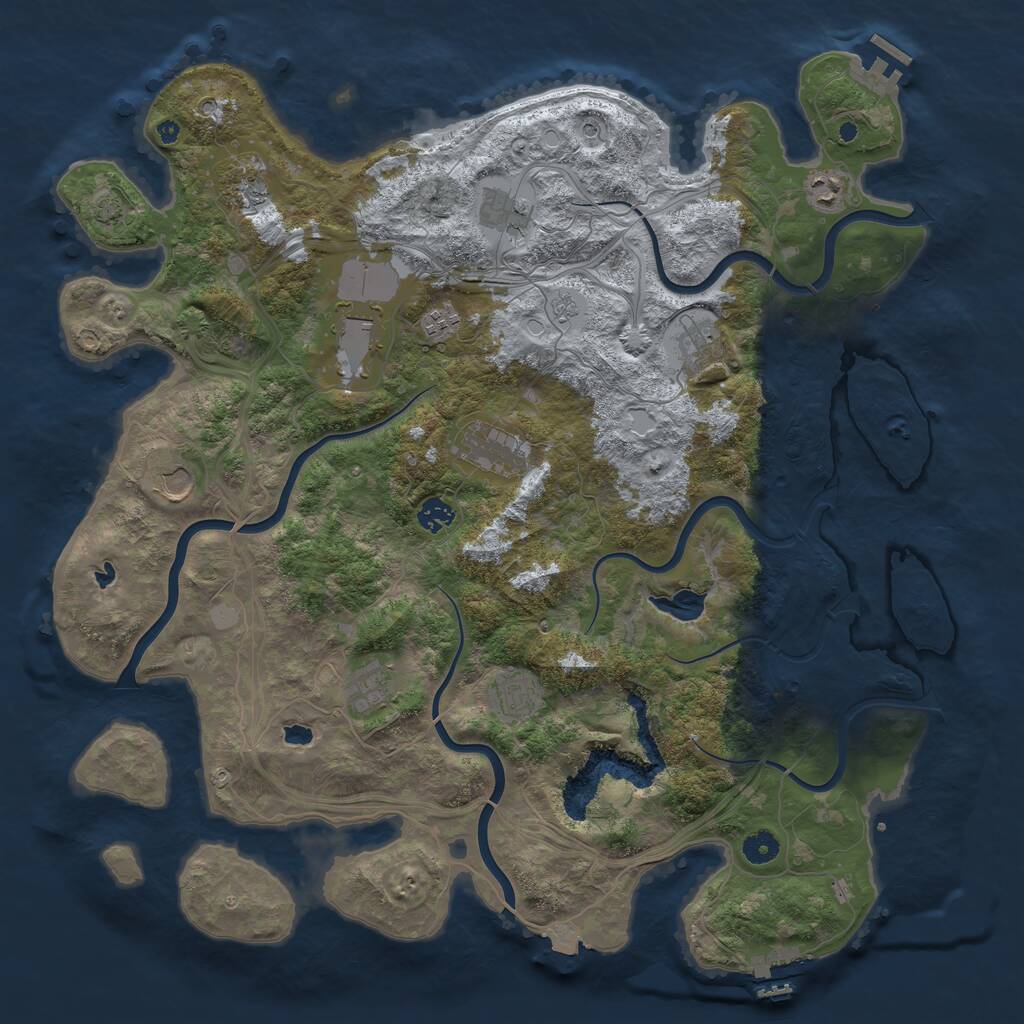 Rust Map: Procedural Map, Size: 4500, Seed: 725167017, 17 Monuments