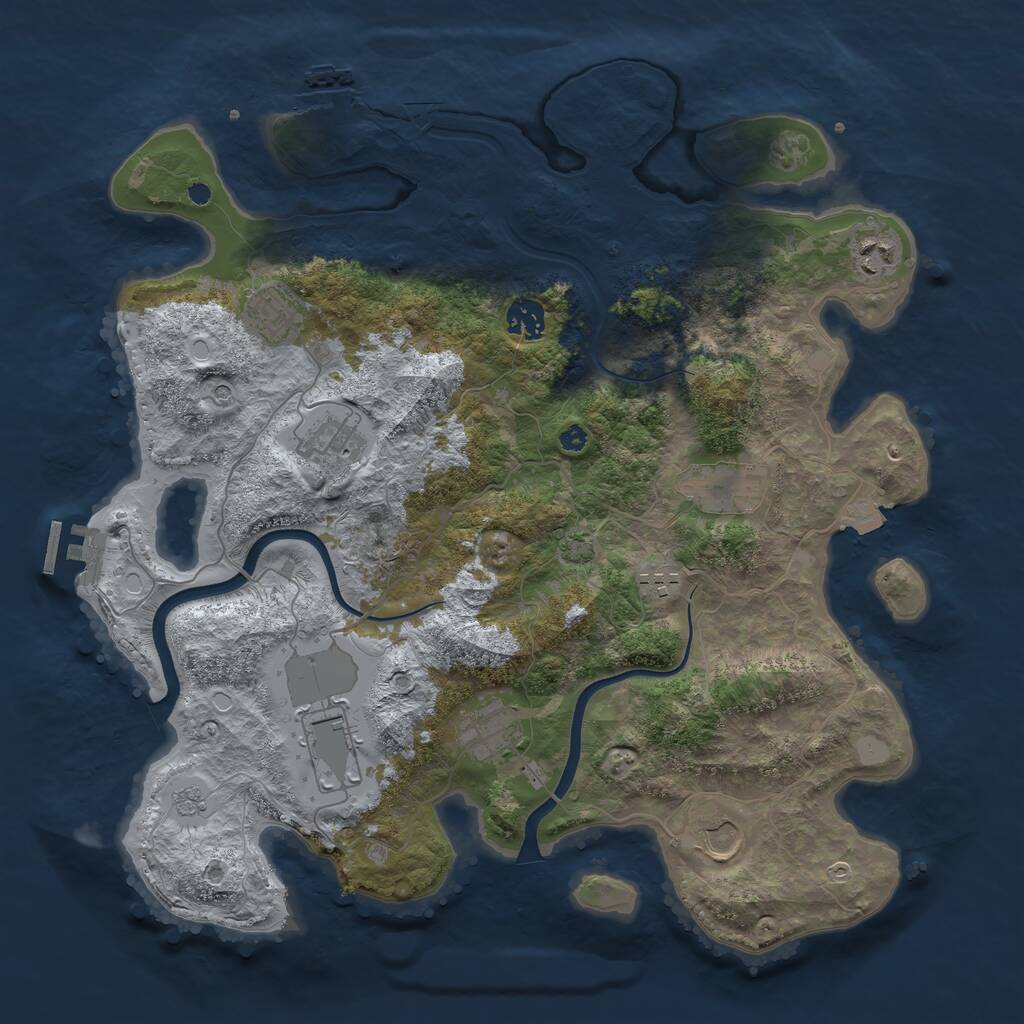 Rust Map: Procedural Map, Size: 3850, Seed: 1290652428, 15 Monuments