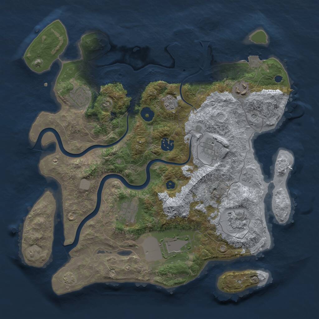 Rust Map: Procedural Map, Size: 3500, Seed: 2020865185, 13 Monuments
