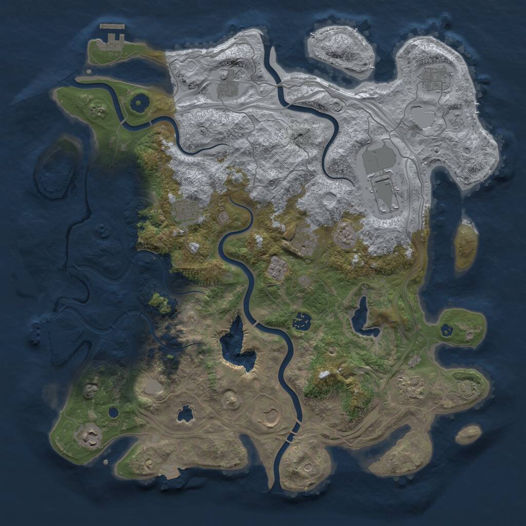 Rust Map: Procedural Map, Size: 4250, Seed: 628730780, 16 Monuments