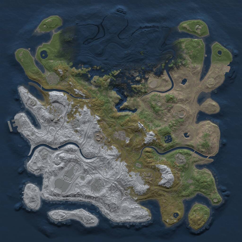 Rust Map: Procedural Map, Size: 4500, Seed: 1946271647, 16 Monuments