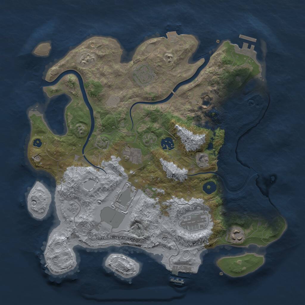 Rust Map: Procedural Map, Size: 3500, Seed: 812667617, 14 Monuments