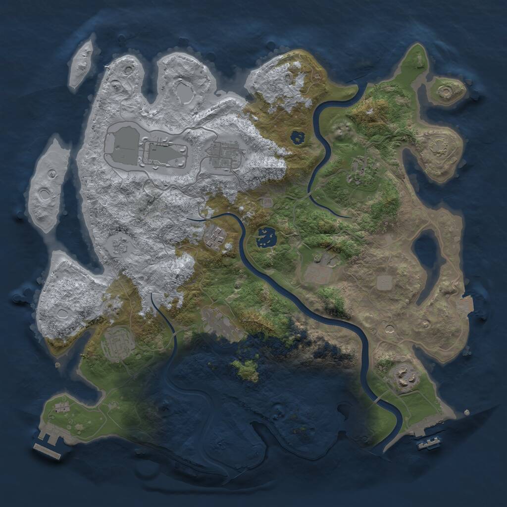 Rust Map: Procedural Map, Size: 3600, Seed: 1409466780, 15 Monuments