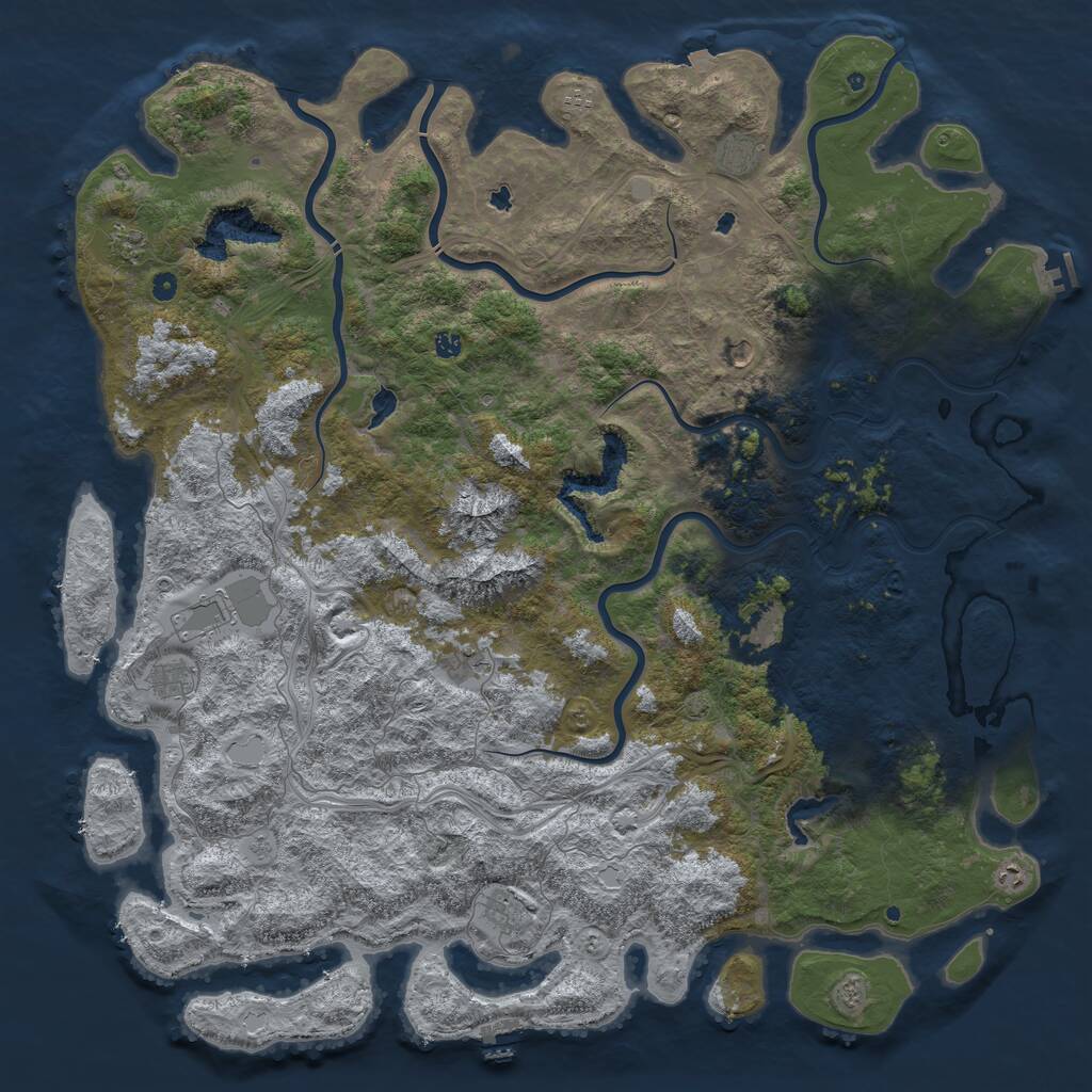 Rust Map: Procedural Map, Size: 6000, Seed: 1981006282, 17 Monuments