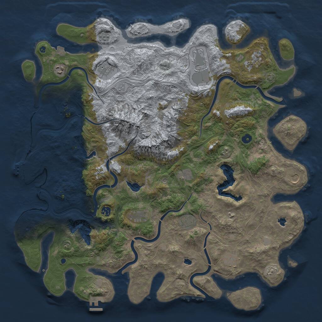 Rust Map: Procedural Map, Size: 5000, Seed: 317406, 17 Monuments