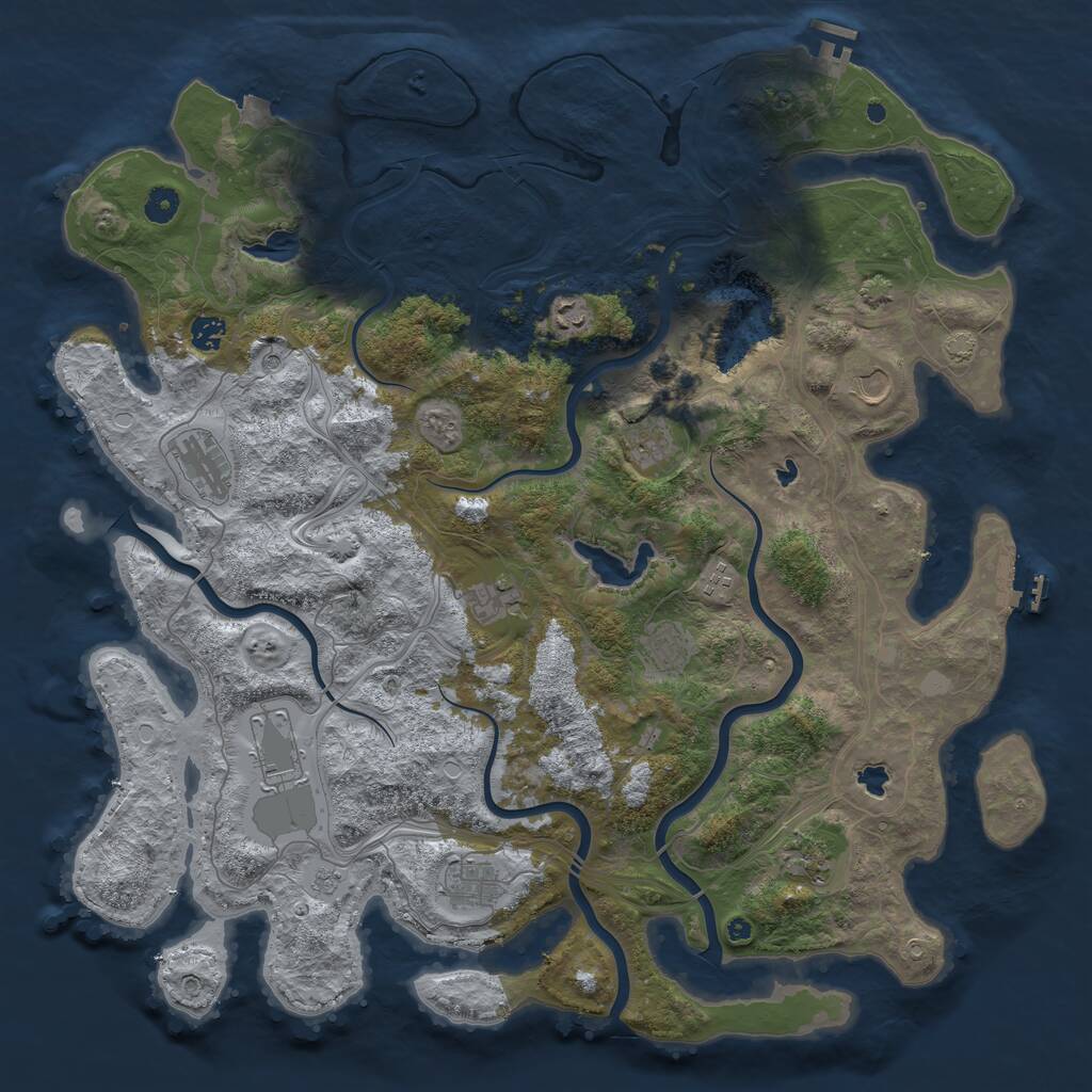 Rust Map: Procedural Map, Size: 4642, Seed: 4878234, 17 Monuments