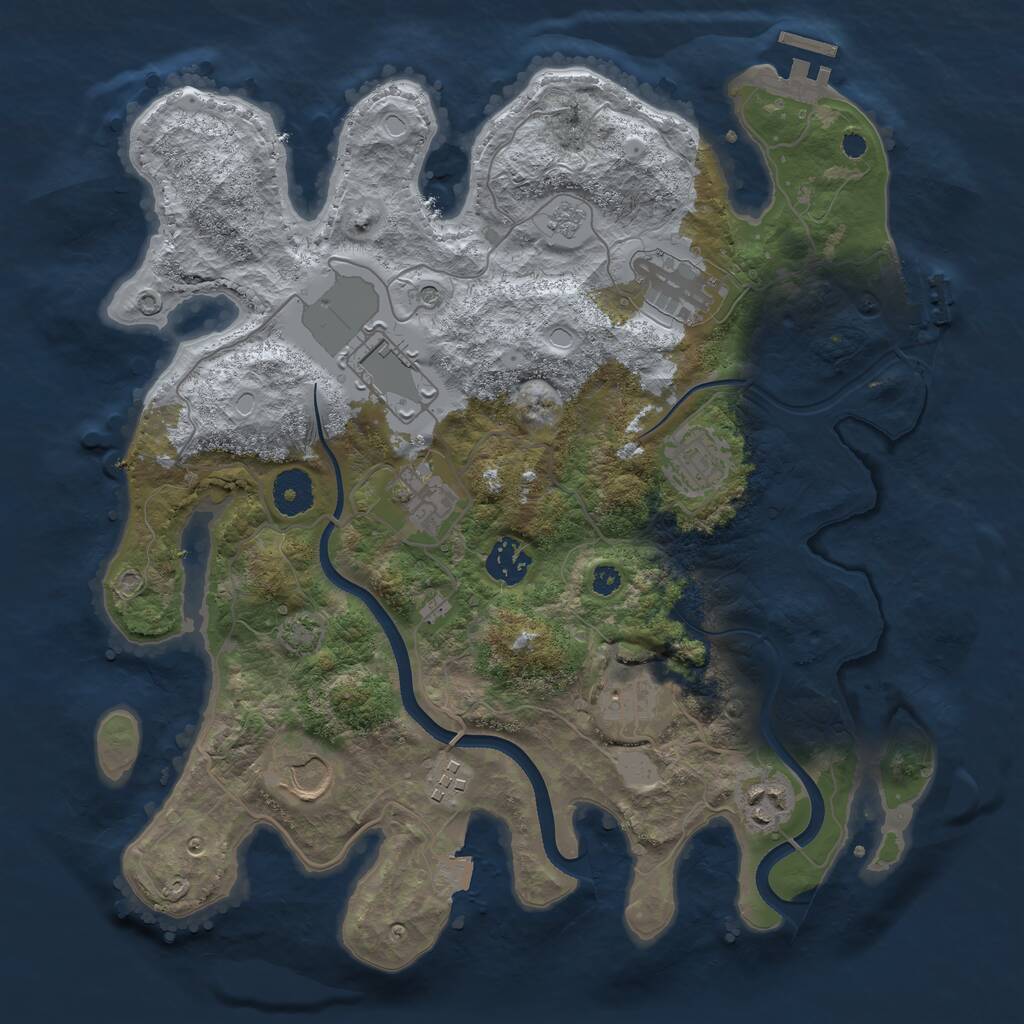 Rust Map: Procedural Map, Size: 3500, Seed: 777556239, 15 Monuments