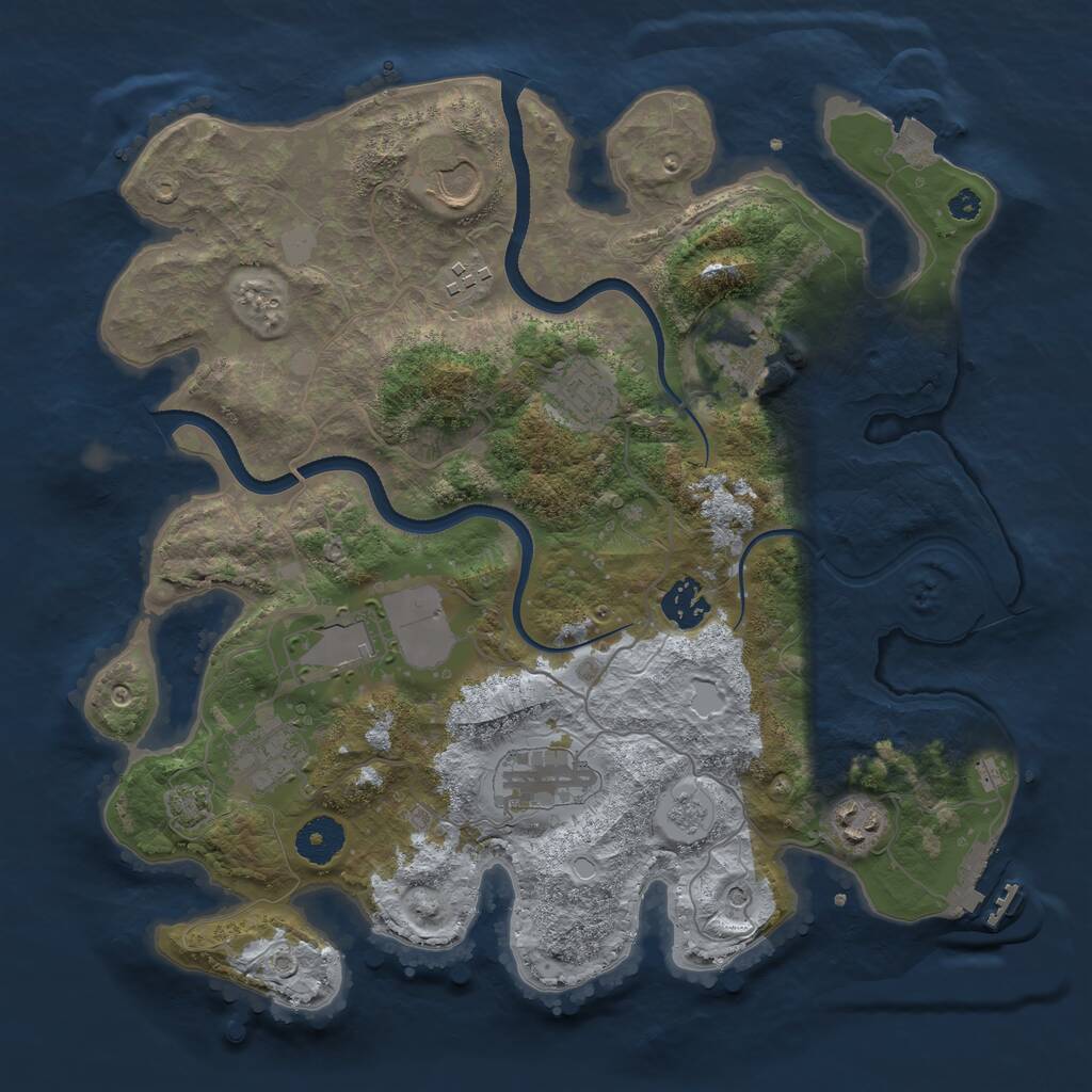 Rust Map: Procedural Map, Size: 3500, Seed: 285749906, 14 Monuments