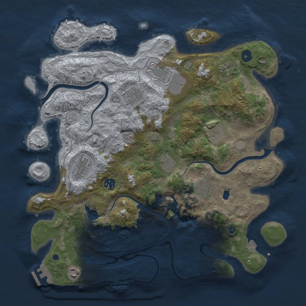 Rust Map: Procedural Map, Size: 4000, Seed: 6958, 16 Monuments