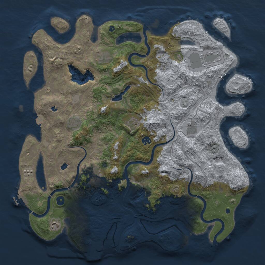 Rust Map: Procedural Map, Size: 4500, Seed: 501451890, 16 Monuments