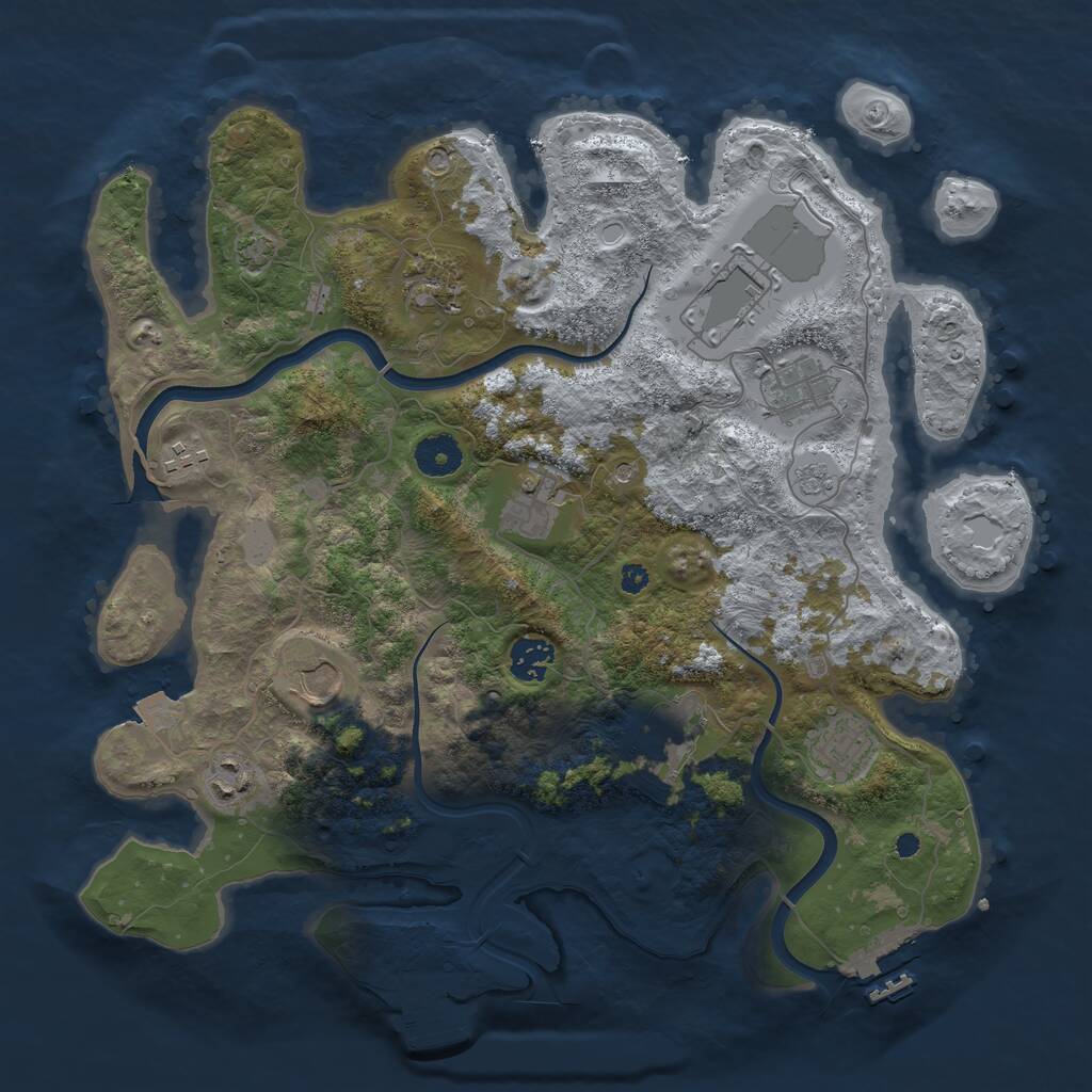 Rust Map: Procedural Map, Size: 3700, Seed: 445948691, 16 Monuments