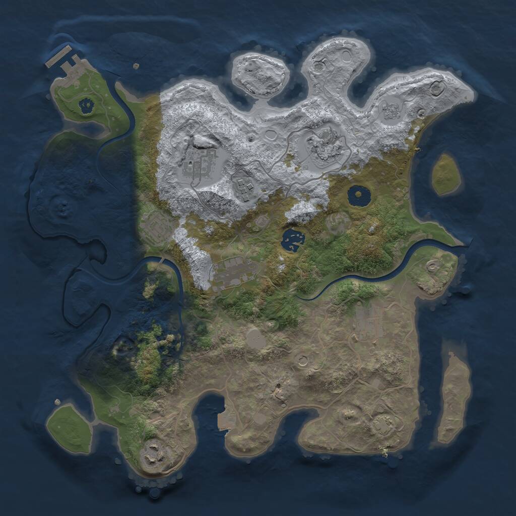 Rust Map: Procedural Map, Size: 3414, Seed: 1, 13 Monuments