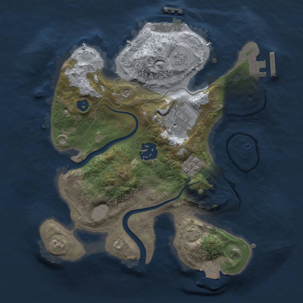Rust Map: Procedural Map, Size: 2500, Seed: 982430485, 9 Monuments