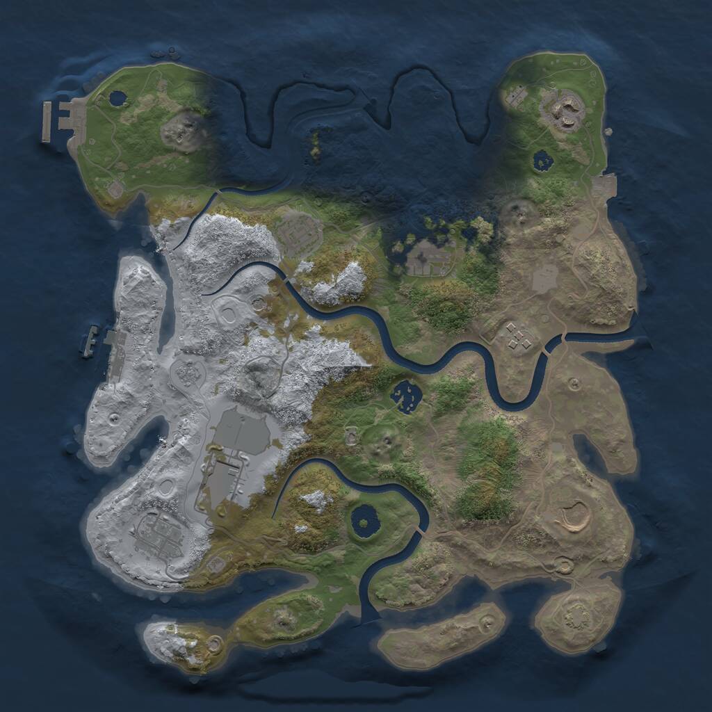 Rust Map: Procedural Map, Size: 3500, Seed: 957826170, 14 Monuments