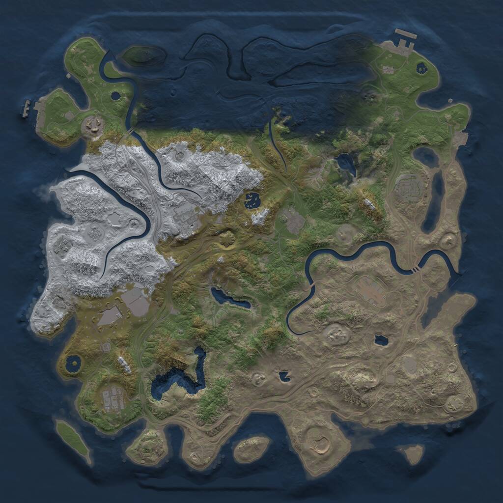 Rust Map: Procedural Map, Size: 4500, Seed: 1714147354, 16 Monuments