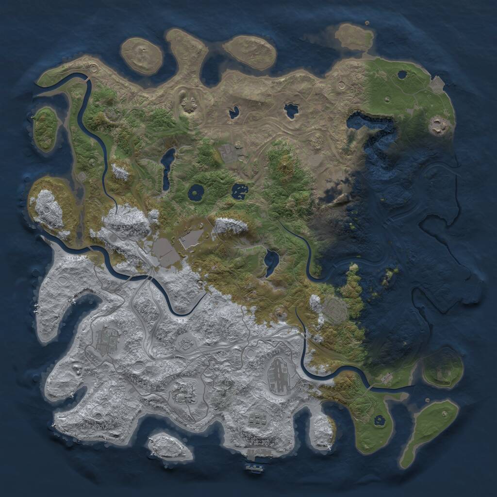 Rust Map: Procedural Map, Size: 4500, Seed: 687537388, 16 Monuments