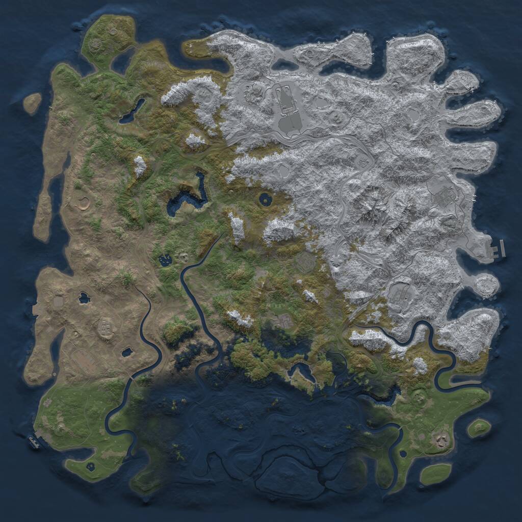 Rust Map: Procedural Map, Size: 6000, Seed: 12160, 17 Monuments