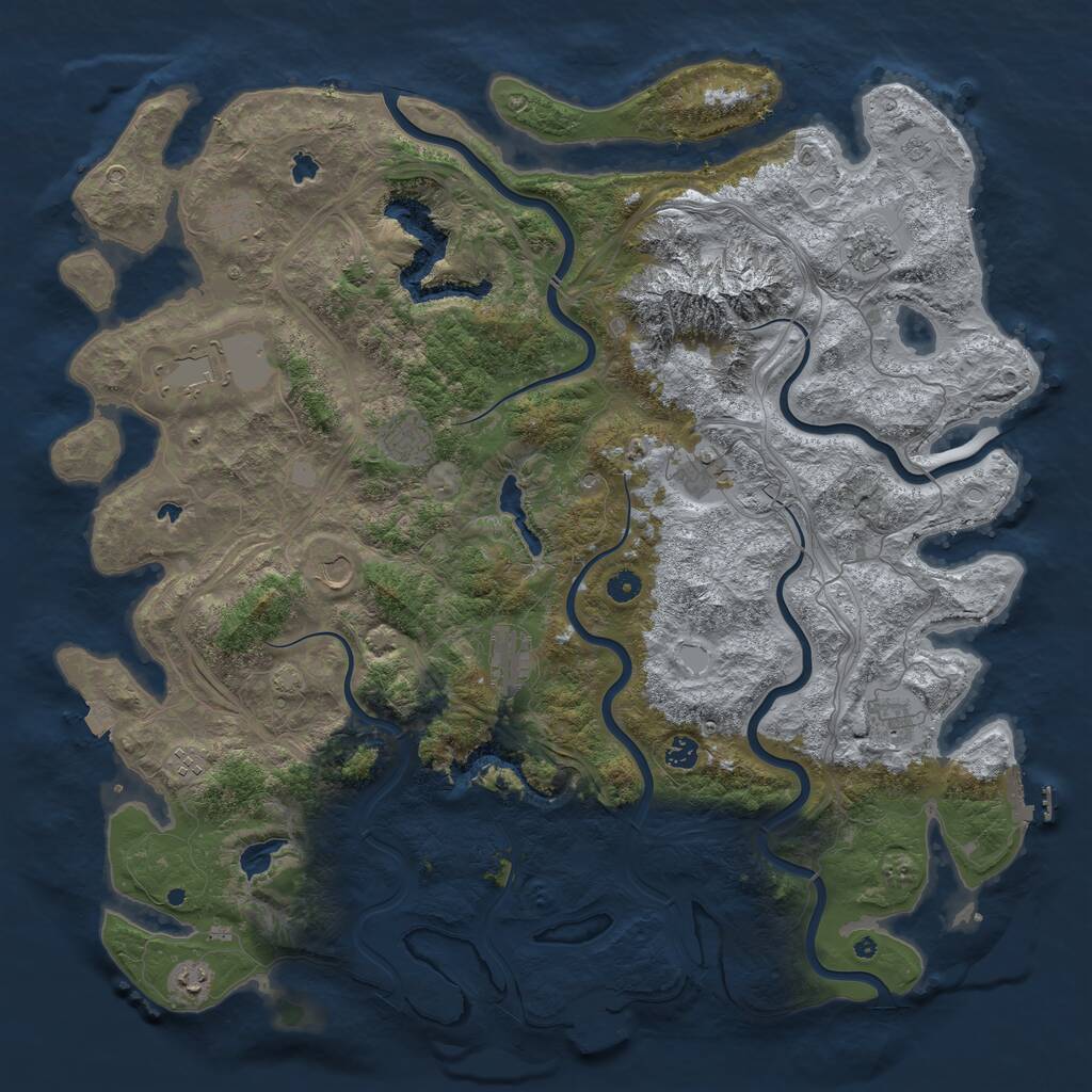 Rust Map: Procedural Map, Size: 5000, Seed: 2130450557, 17 Monuments