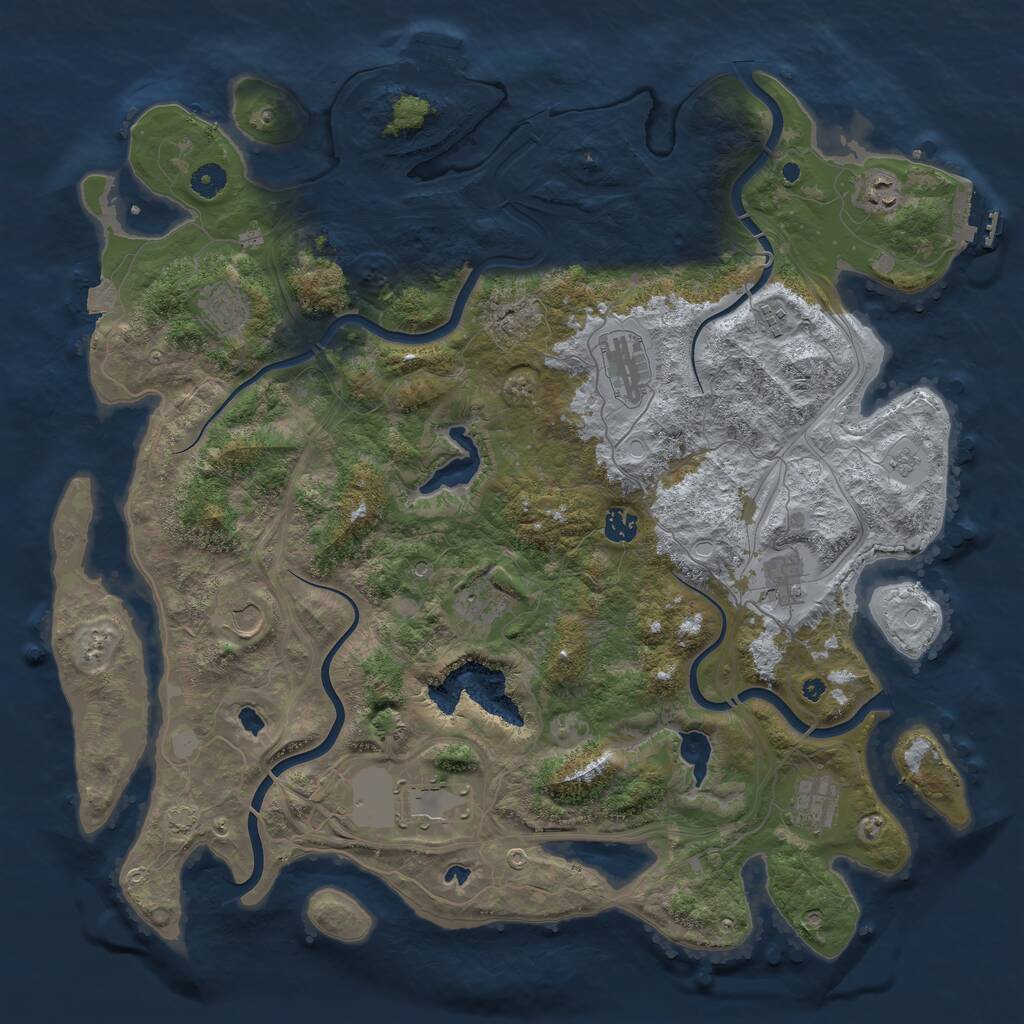 Rust Map: Procedural Map, Size: 4500, Seed: 818828685, 16 Monuments