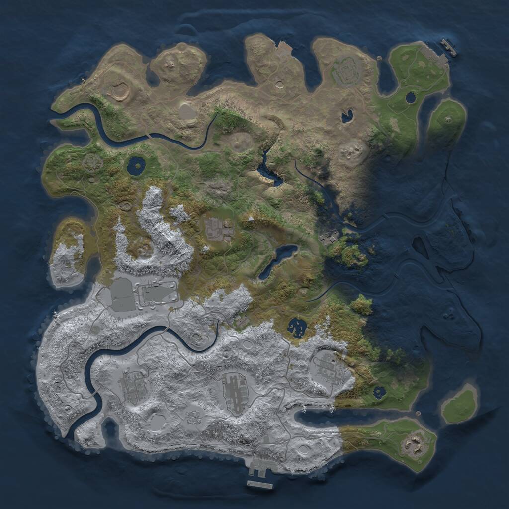 Rust Map: Procedural Map, Size: 4000, Seed: 995085107, 16 Monuments
