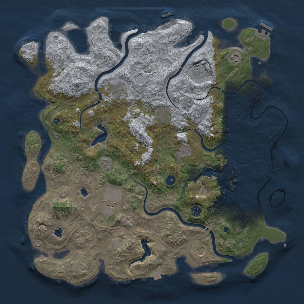 Rust Map: Procedural Map, Size: 4500, Seed: 1259695504, 16 Monuments