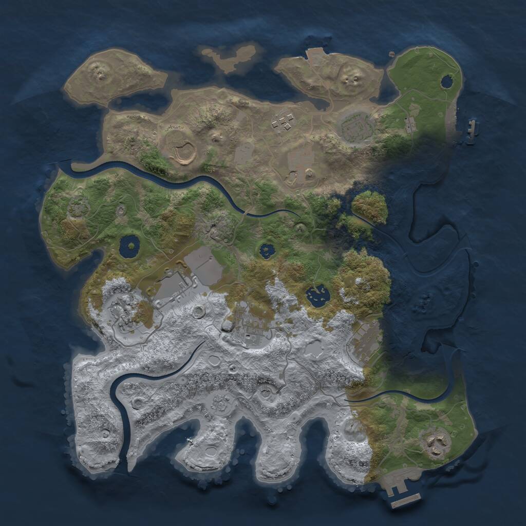 Rust Map: Procedural Map, Size: 3500, Seed: 1904051721, 16 Monuments